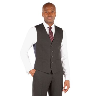 The Collection Charcoal plain 5 button front waistcoat